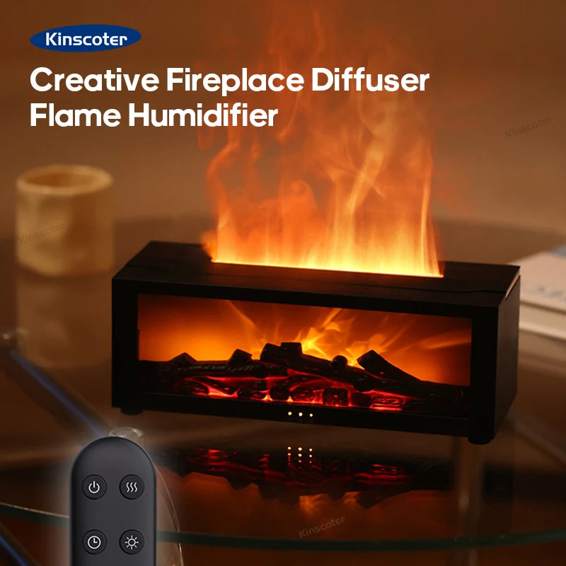 Flame Aromatherapy Diffuser – 3D Fire Effect & Essential Oil Humidifier