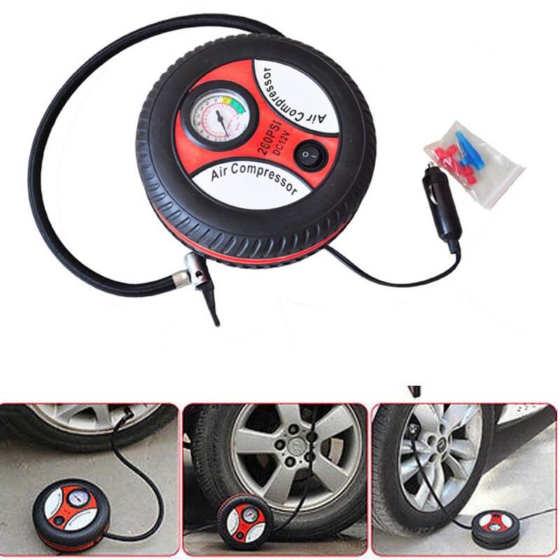 Portable Air Compressor Pump – Mini Tire Inflator with Digital Pressure Gauge & LED Light