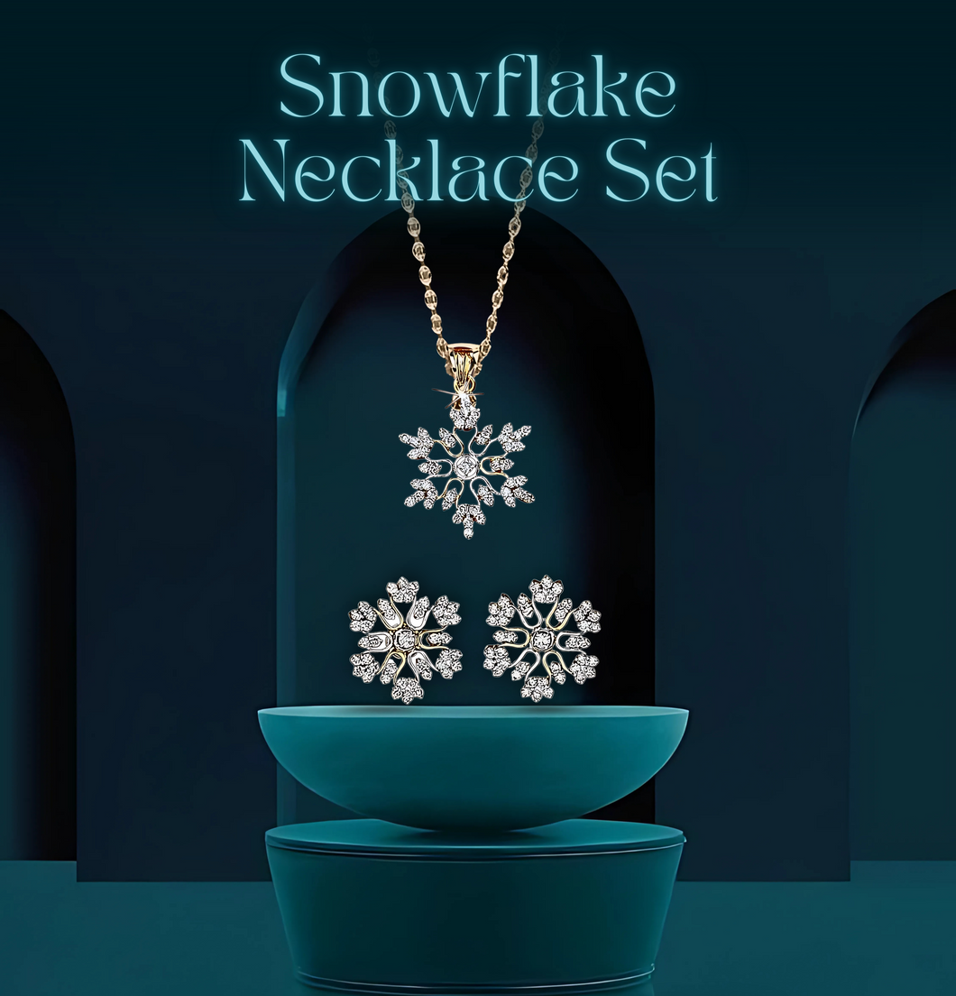 ❄ Snowflake Crystal Jewellery Set – Necklace & Earrings